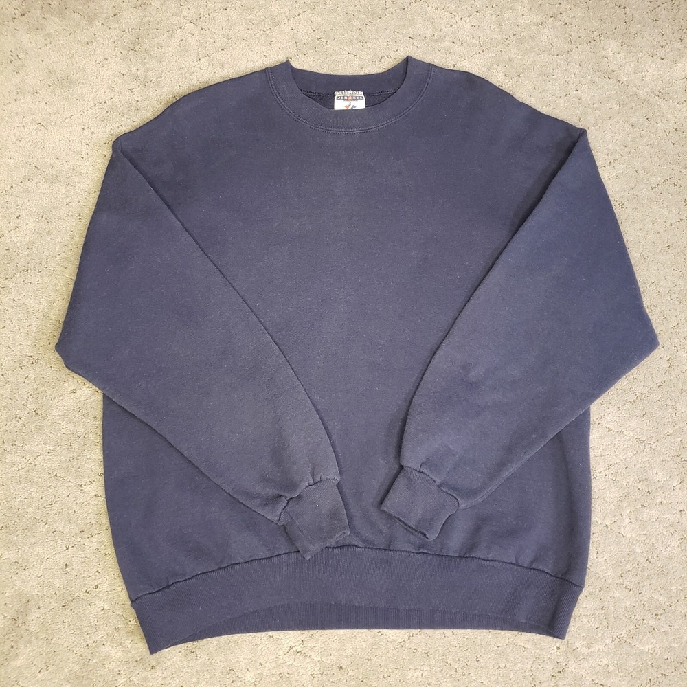 Vintage Jerzees Sweatshirt Adult XL Navy Blue Long Sleeve Crew Neck Made In USA